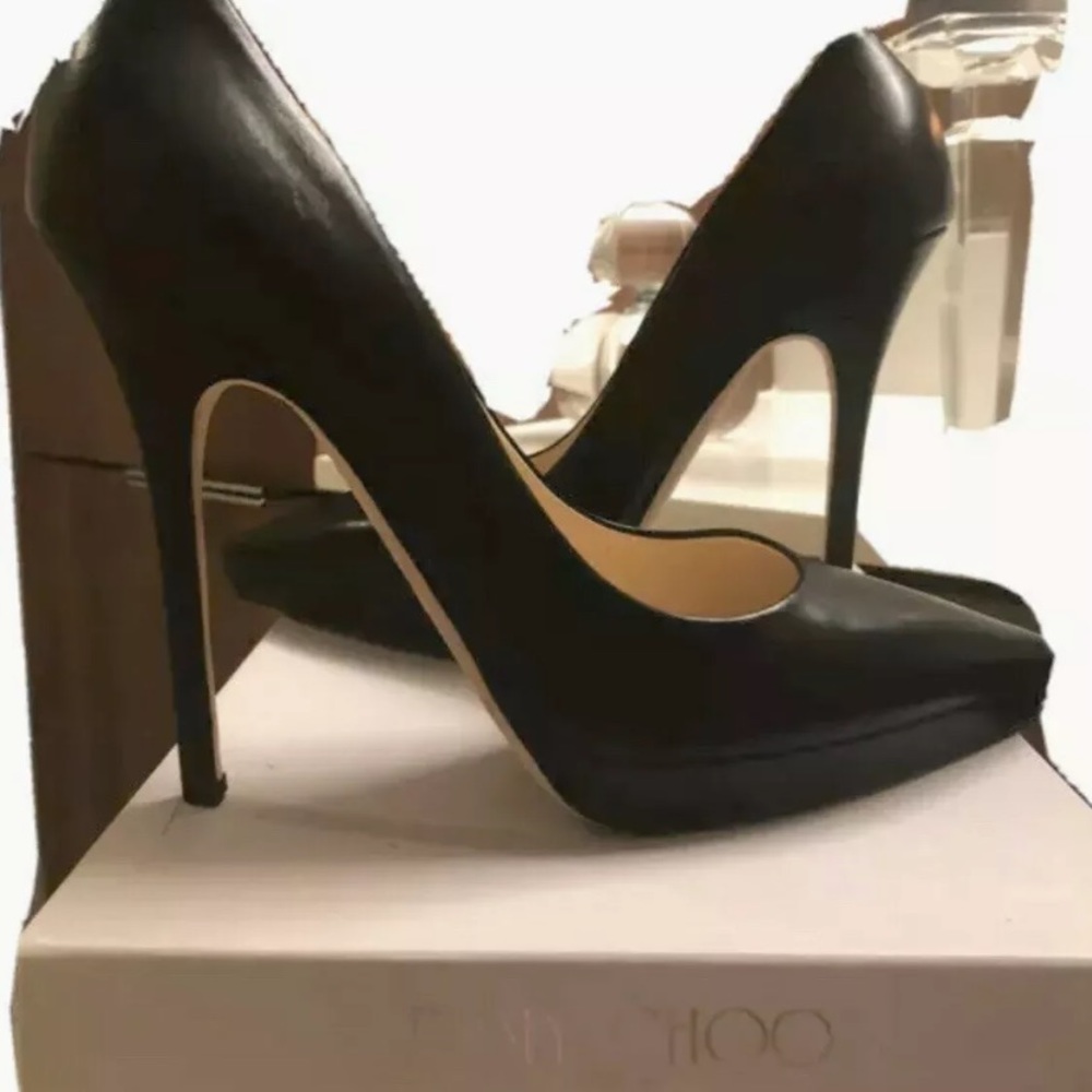❤️Gorgous JIMMY CHOO Calf Leather Black 37.5❤️ - Picture 3 of 7